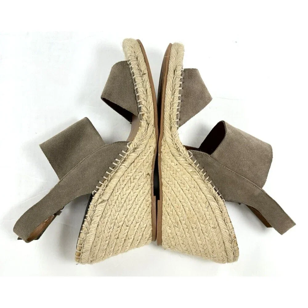 Dolce Vita Sandals Size 9.5 Taupe Espadrille Slingback Wedge Heel Nubuck Leather